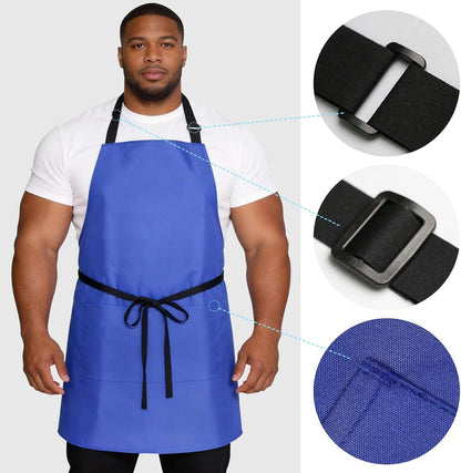 2 Pack Kitchen Aprons, Waterproof and Oil Resistant with 2 Pockets, Adjustable Neck Strap for Chef Apron