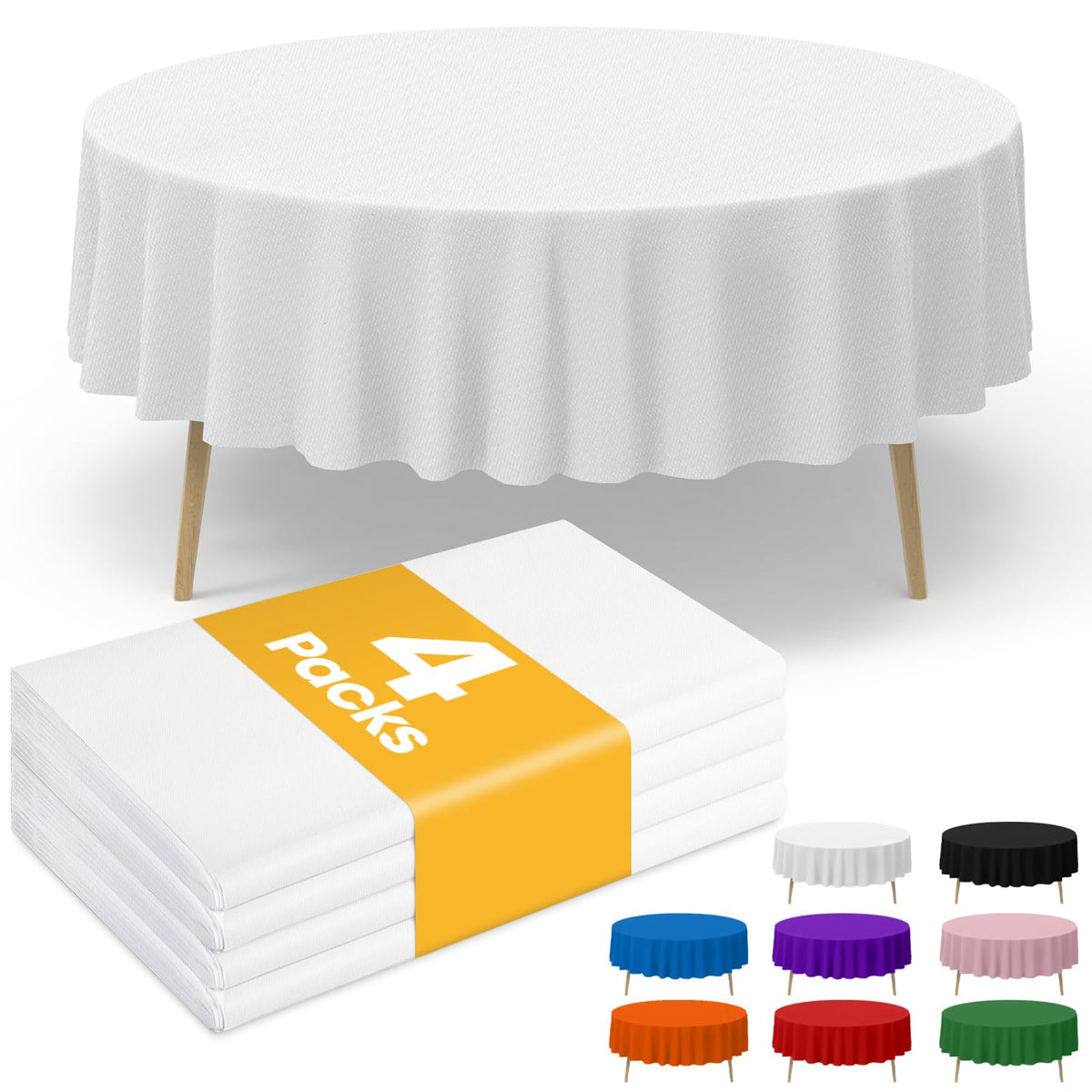 Niuara Black Plastic Table Cloth Disposable, 4 Pack, 54 x 108 in