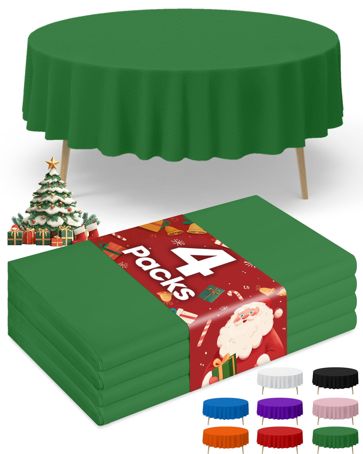 Niuara Black Plastic Table Cloth Disposable, 4 Pack, 54 x 108 in