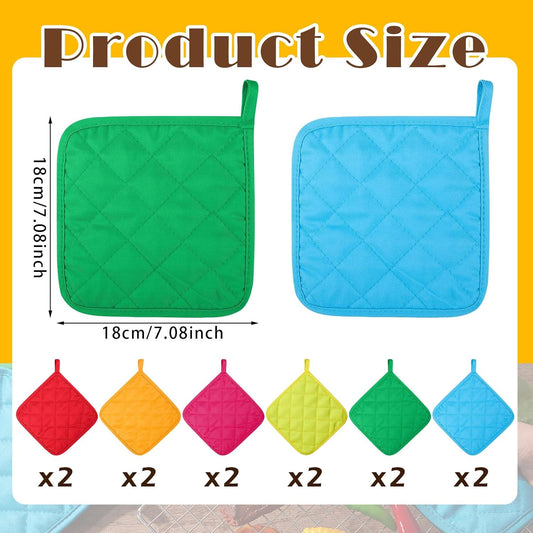 Bokon 12 Pcs Pot Holders Bulk for Kitchen, Multicolor Cotton Hot Pads