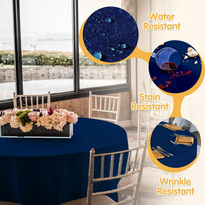 BRILLMAX 6 Pack Navy Blue Round Tablecloths 120 Inch for 60" Tables