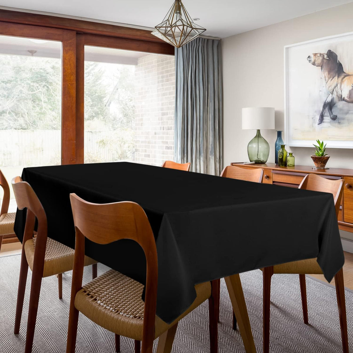 sancua 2 Pack Black Tablecloths 60x102 Inch for 6 Feet Rectangle Tables
