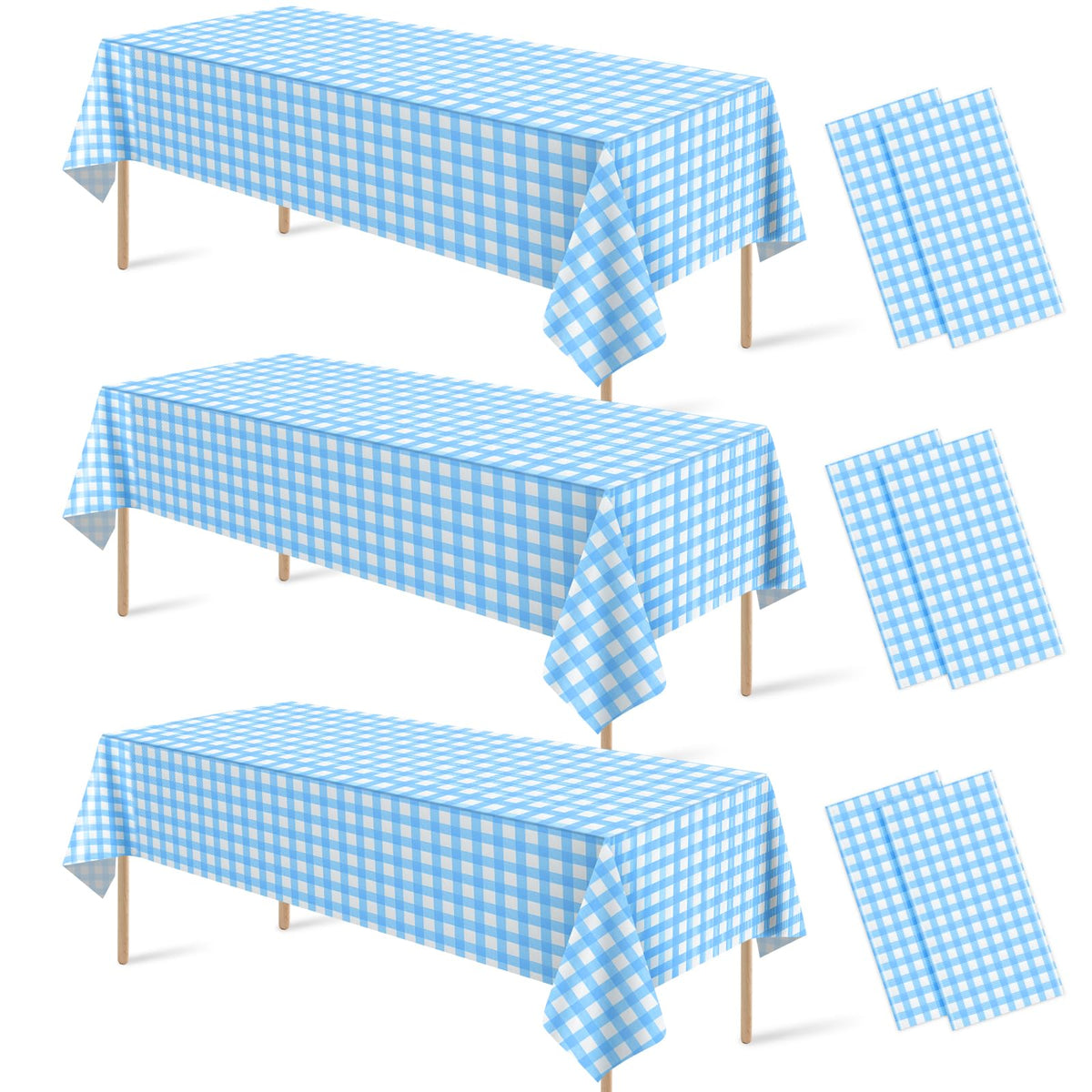 3 Pcs Sage Green Gingham Tablecloths, Checkered Table Covers 54 x 108 Inch