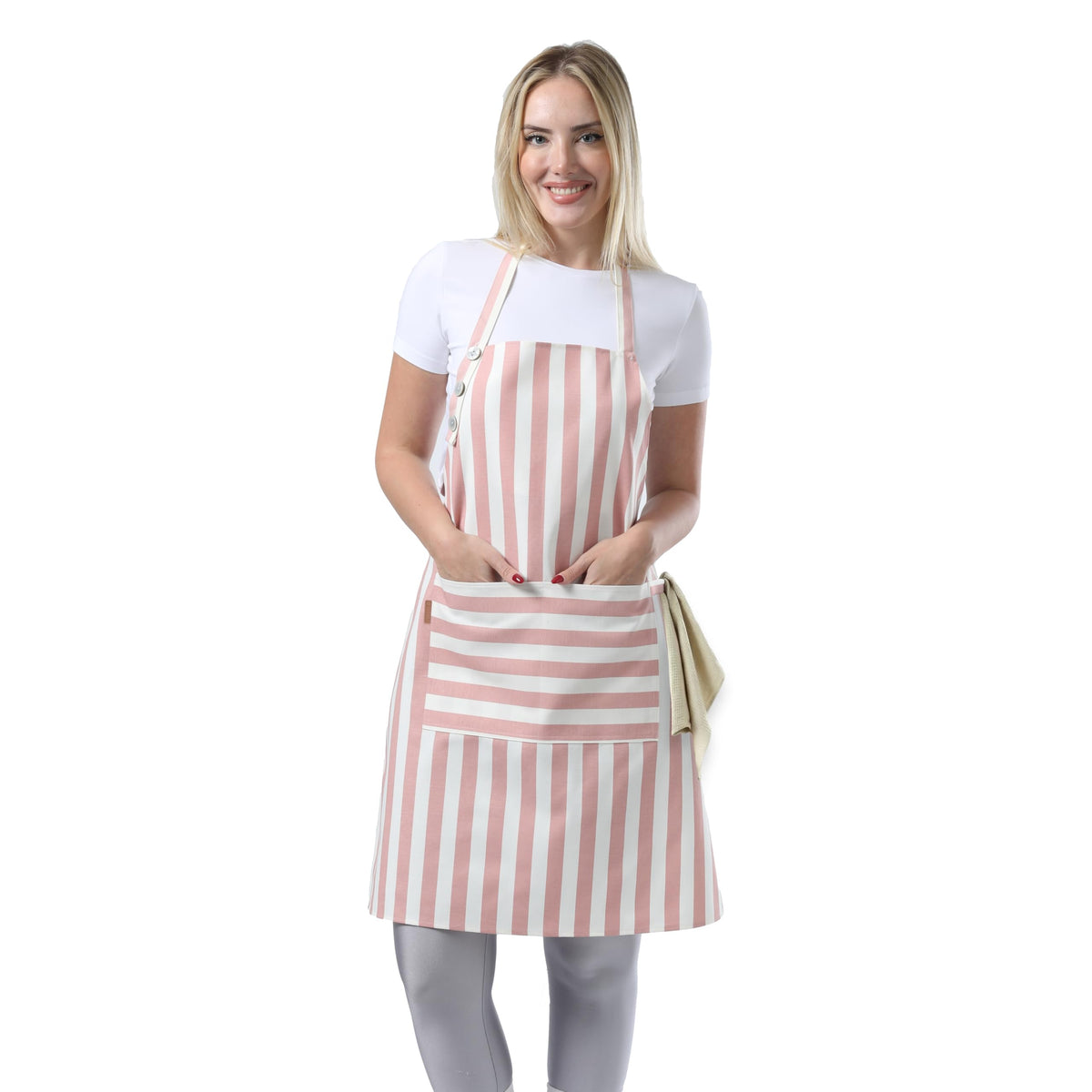 TOSHEX Kitchen Apron Cotton Waterdrop Resistant Adjustable Button Women Men
