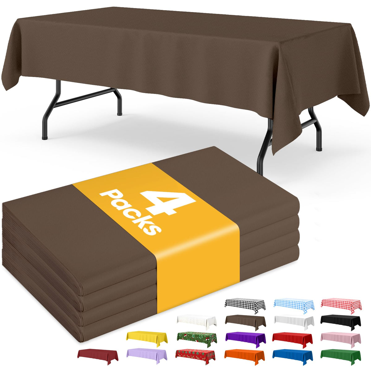 Niuara Black Plastic Table Cloth Disposable, 4 Pack, 54 x 108 in