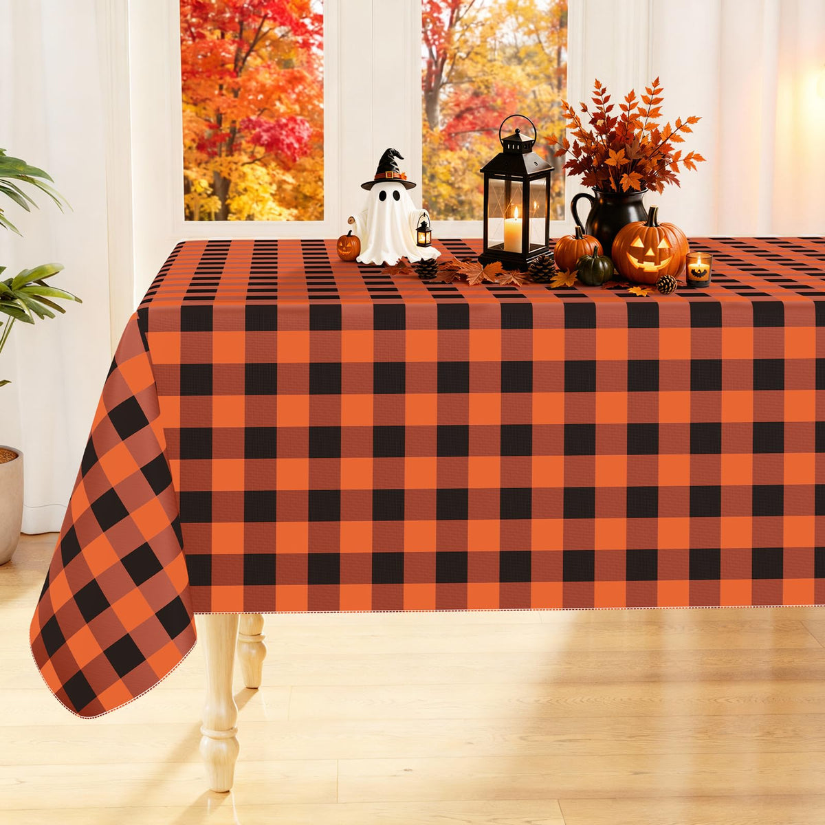 Smiry Picnic Table Cloth, Vinyl Tablecloths with Flannel Backing, 60"x84"
