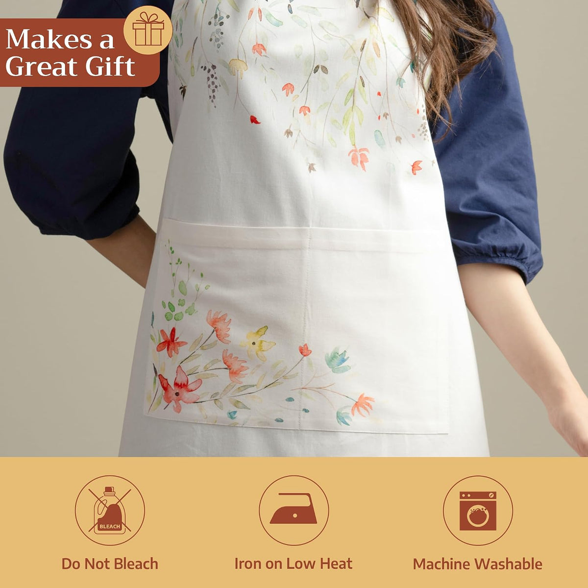 Maison d' Hermine Aprons for women with Pocket 100% Cotton (27.50"x31.50")