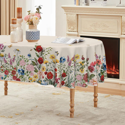 Horaldaily Spring Tablecloth 60 x 120 Inch Rectangular Flowers Brown