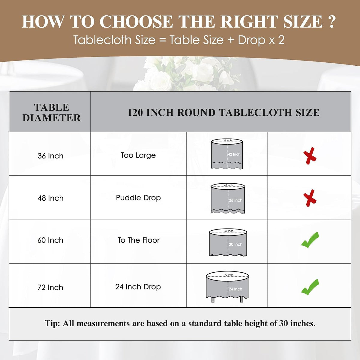 6 Pack White Round Tablecloths 120 Inch for Dining Tables