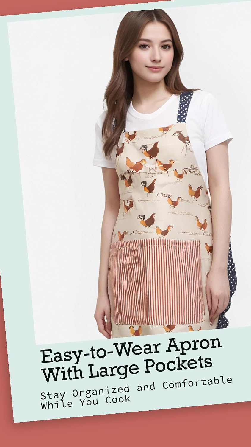 Women Kitchen Apron with Pockets for Cooking, Baking,Gardening