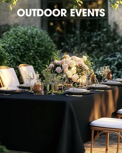 Pureegg Polyester Tablecloth 60" x 102" Reusable Washable 2 Pack Black