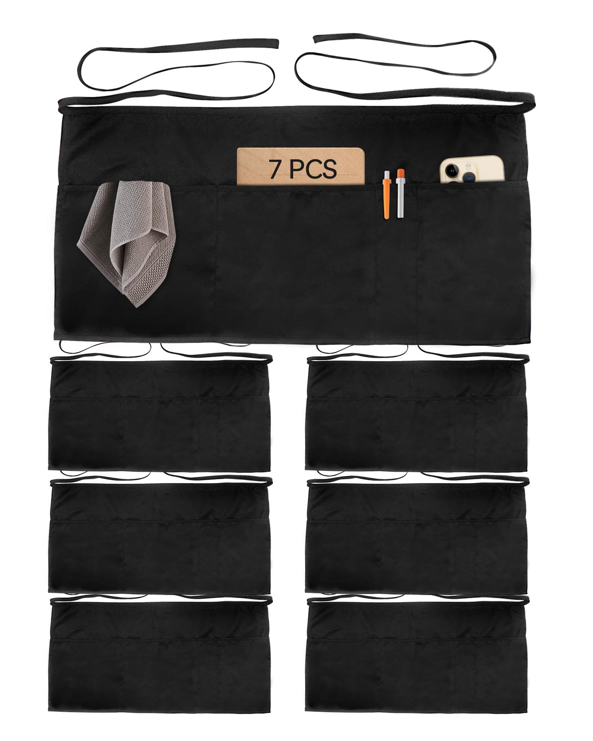 Xeoxarel Aprons with 4 Pockets (Available in 3 Pack / 7 Pack) 23.5'' X 11.5''