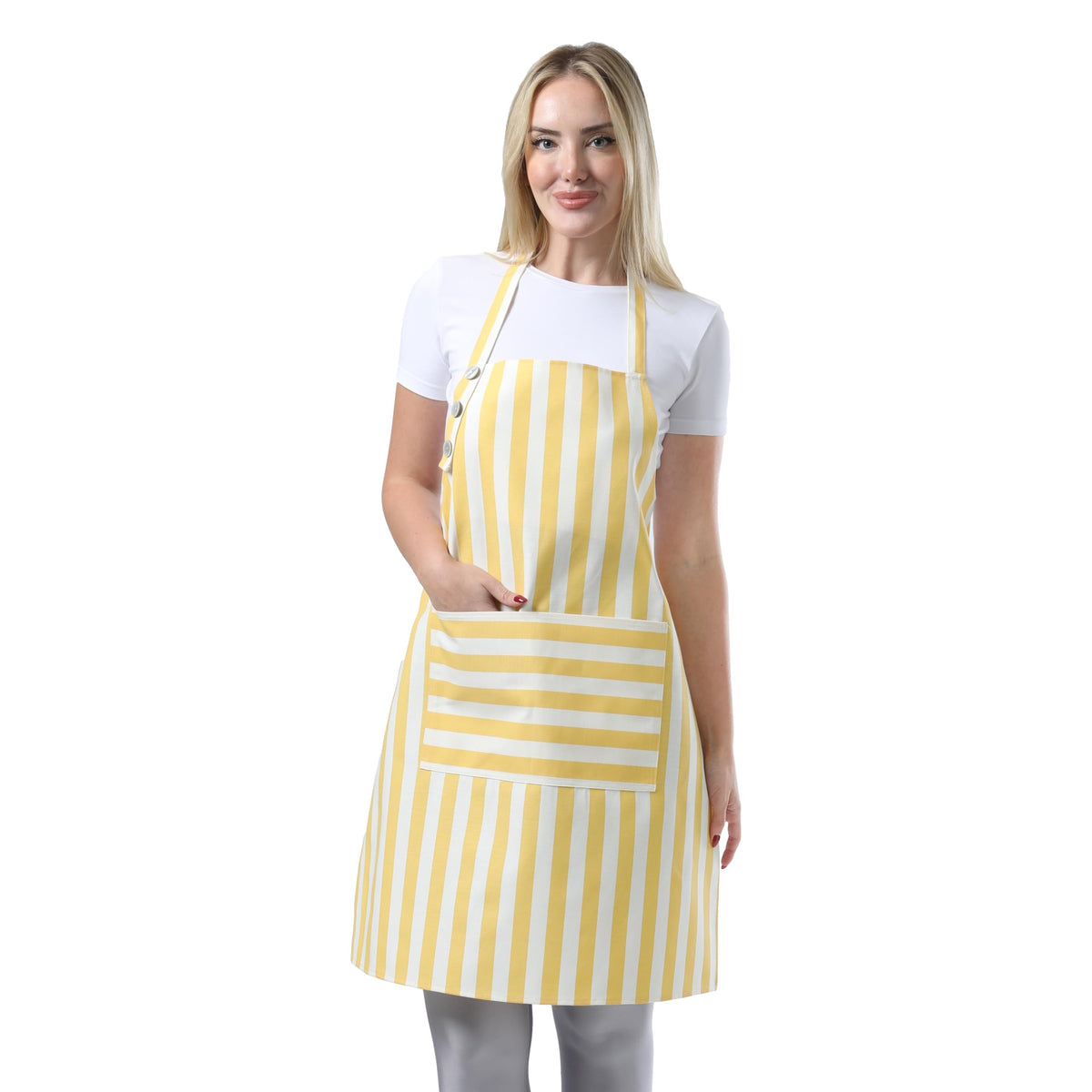 TOSHEX Kitchen Apron Cotton Waterdrop Resistant Adjustable Button Women Men