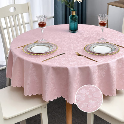 Romanstile Waterproof Vinyl Tablecloth Rectangle, 60 x 84 Inch, Rose Beige