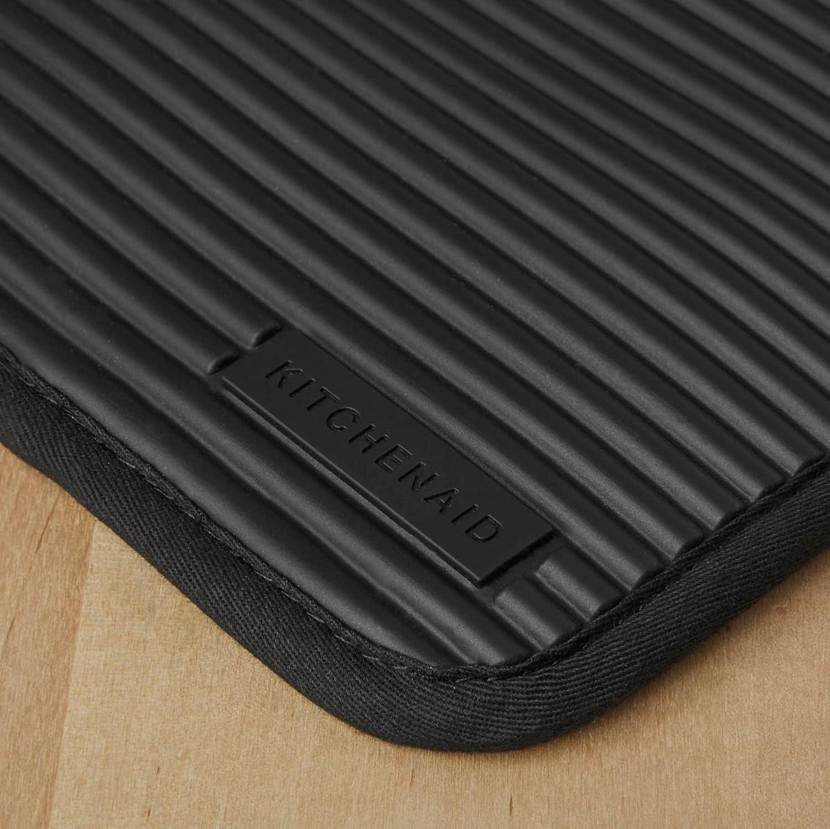 KITCHENAID Ribbed Soft Silicone Pot Holder 2-Pack Set, Matte Black, 7"x9"