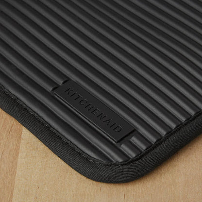 KITCHENAID Ribbed Soft Silicone Pot Holder 2-Pack Set, Matte Black, 7"x9"