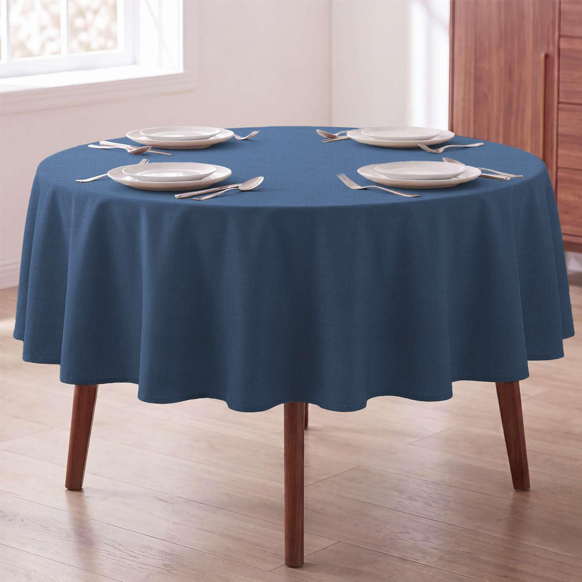 H.VERSAILTEX Linen Table Cloths Rectangle 60 x 84 Inch Premium Tablecloth Spill-Proof Waterproof Table Cover for Dining Buffet Feature Extra Soft and Thick Fabric Wrinkle Free, Natural