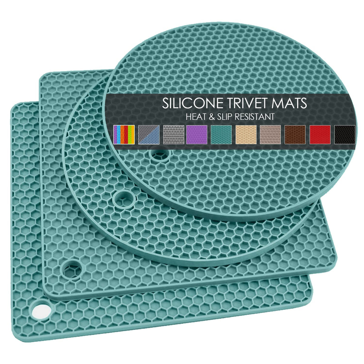 6 Pack Silicone Trivet Mat, Silicone Trivets for Hot Pots and Pans, Multipurpose Non-Slip & Heat Resistant Silicone Hot Pad for Kitchen Counter