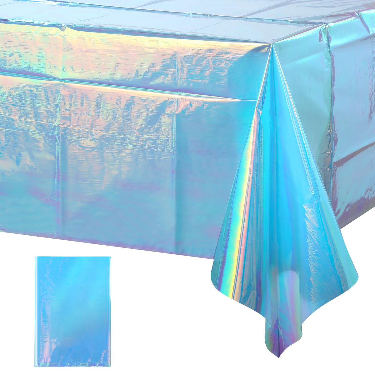 FunnyPars 4 Pack Iridescent Plastic Tablecloths, Disposable Table Covers