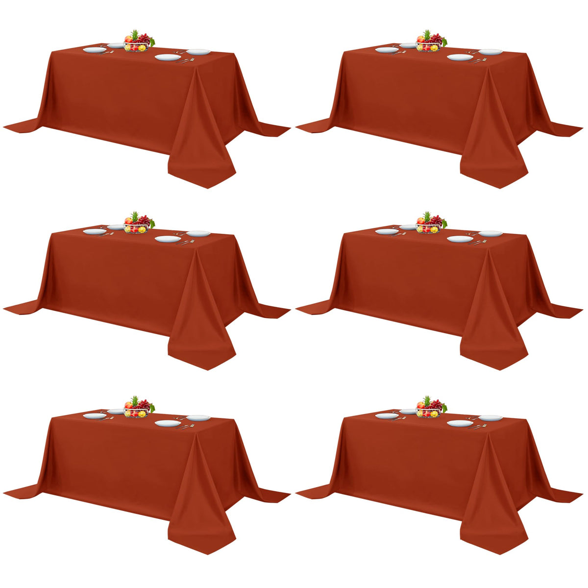 Fitable 6 Pack Black Tablecloths 70x120 Inch for 6-8 Ft Rectangle Tables
