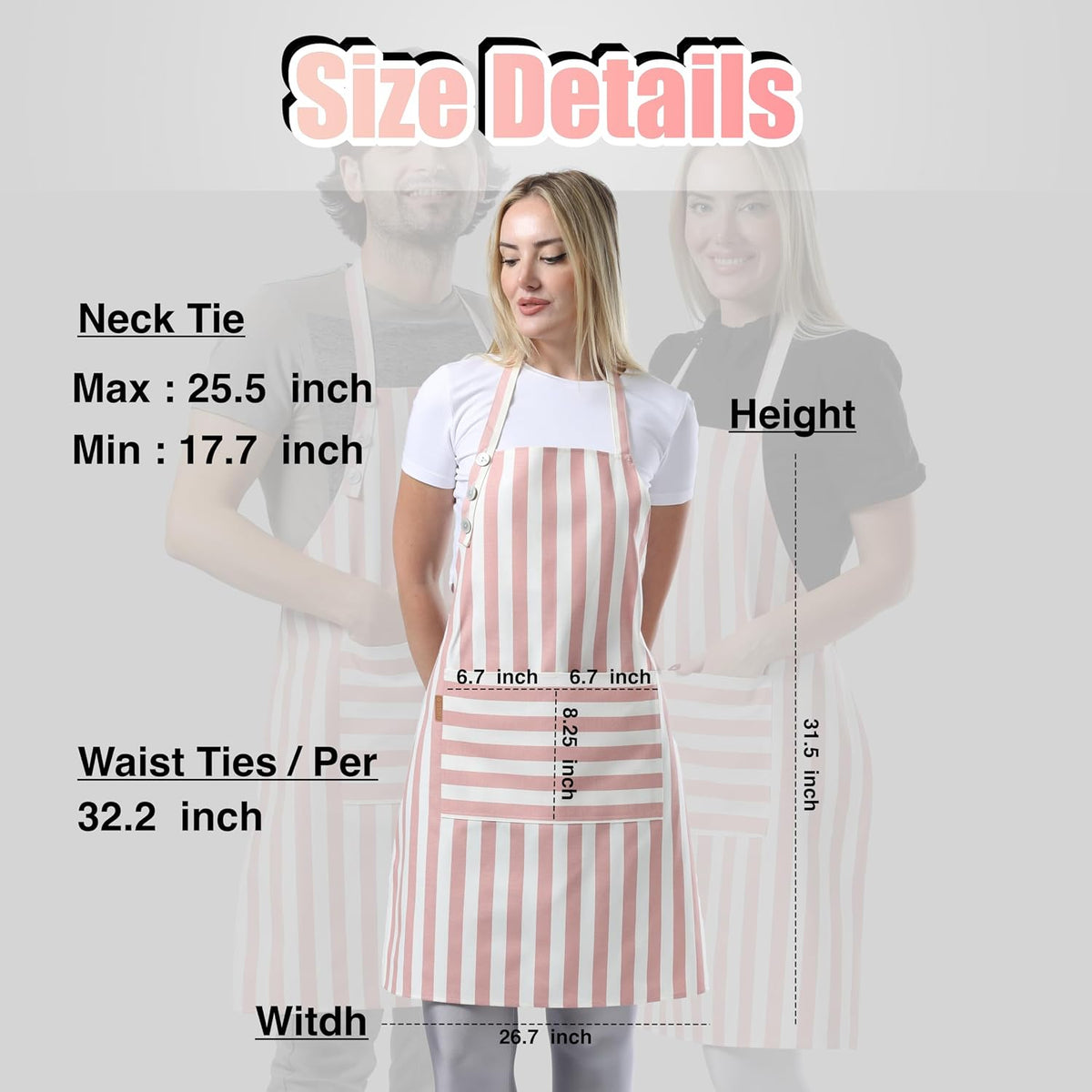 TOSHEX Kitchen Apron Cotton Waterdrop Resistant Adjustable Button Women Men