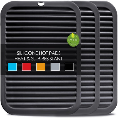 6 Pack Silicone Trivet Mat, Silicone Trivets for Hot Pots and Pans, Multipurpose Non-Slip & Heat Resistant Silicone Hot Pad for Kitchen Counter