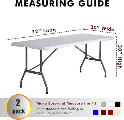Black Tablecloths For 6 ft Rectangle Table With Open Back for Vendor 2 Pcs