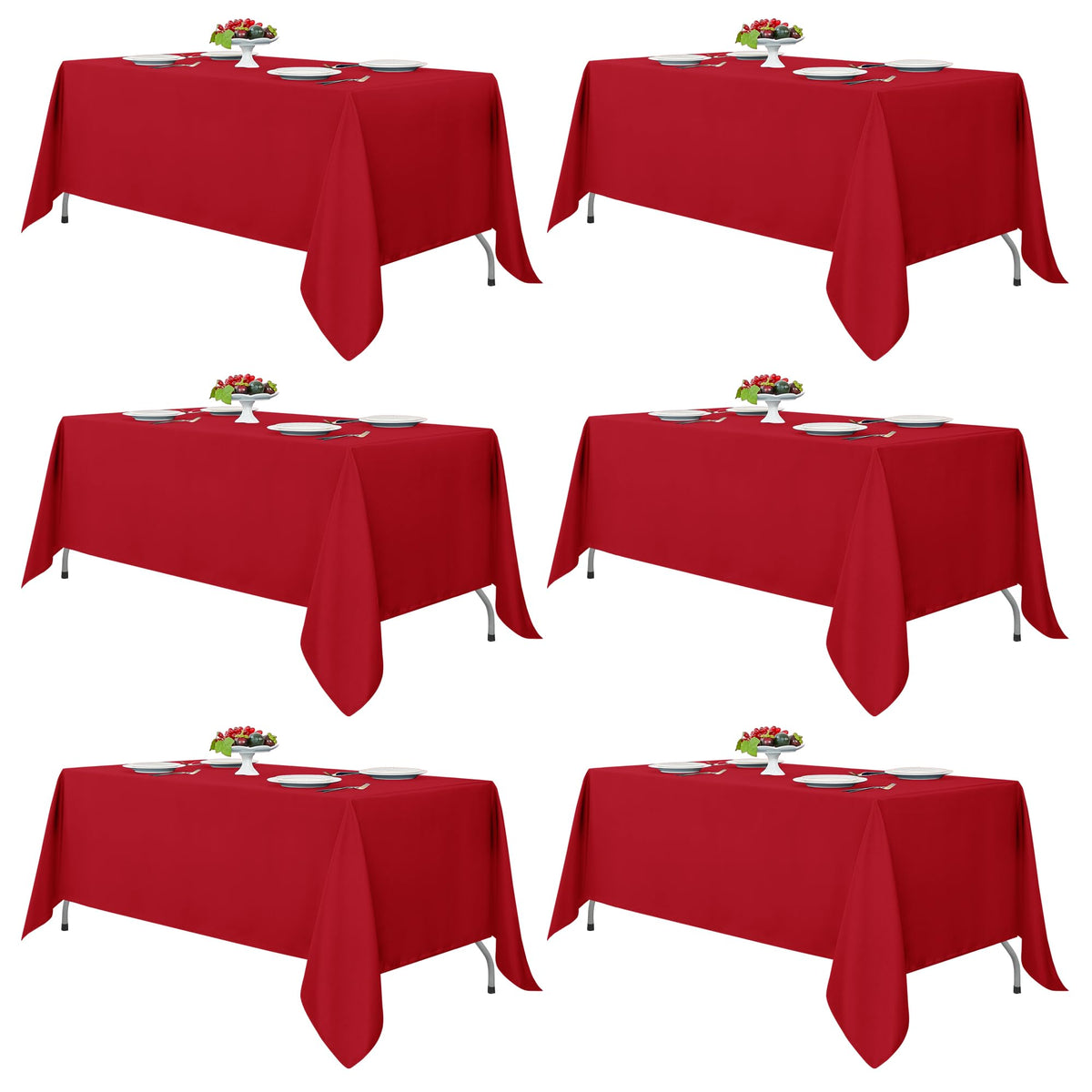 Fitable 6 Pack Black Tablecloths 70x120 Inch for 6-8 Ft Rectangle Tables