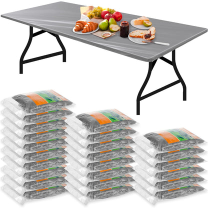 Boao 24Pcs Plastic Tablecloths, 8 Ft, 96 x 30 Disposable Table Covers Blue