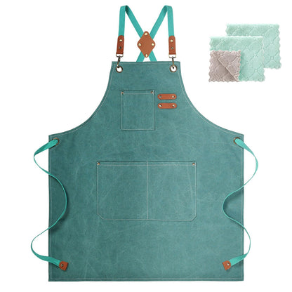ZOMAO Chef Apron, Cotton Canvas Cross Back Apron with Pockets for Women and Men,Adjustable Strap and Large Pockets Apron,Kitchen Cooking Baking Bib Apron