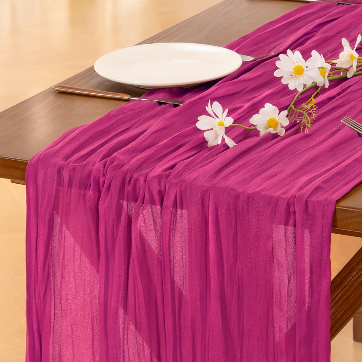 Pink Cheesecloth Table Runner Fall Boho Wedding Birthday Party Home Decor
