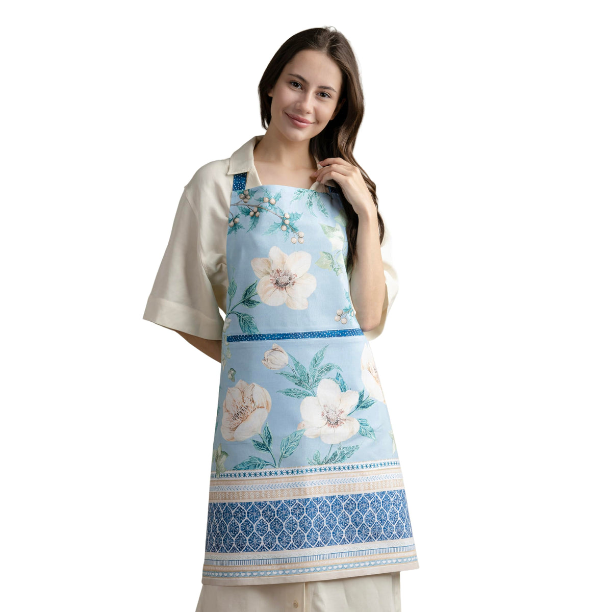 Maison d' Hermine Aprons for women with Pocket 100% Cotton (27.50"x31.50")