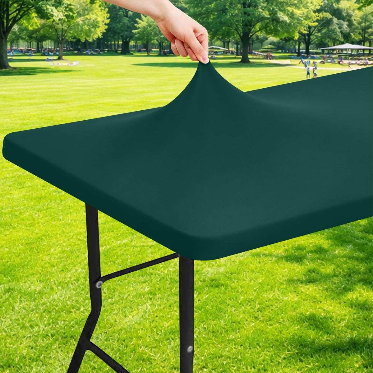 Moosfor Rectangle Spandex Fitted Table Cloth, 6FT Elastic Tablecloth