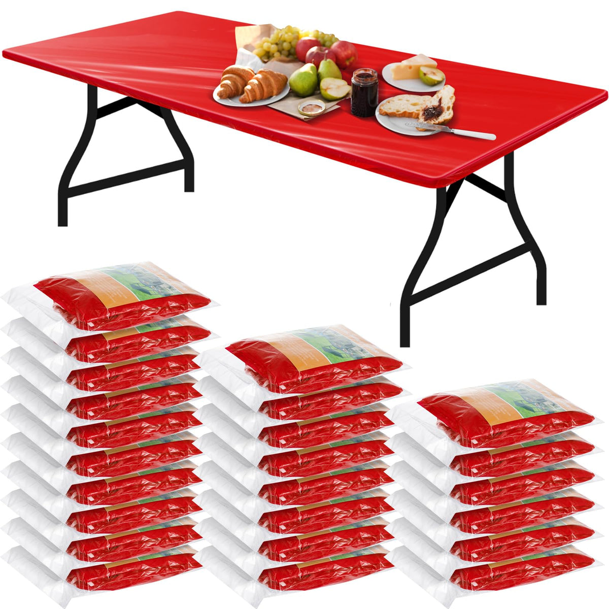 Boao 24Pcs Plastic Tablecloths, 8 Ft, 96 x 30 Disposable Table Covers Blue