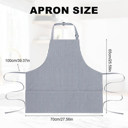2 Pack Unisex Chef Apron Stripes Kitchen Aprons with 3 Pockets