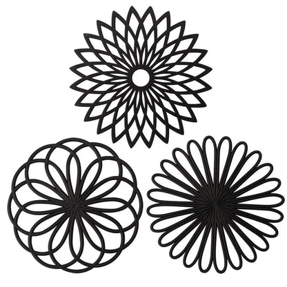 3Pcs/Set Modern Silicone Hot Pot Holders,7.87" Non-Slip Heat Proof Countertop Protector Mats for Hot Pots,Pans,Teapots,Dishes,Kitchen Countertops,Decorative Flower Coasters,Hand Tools Kits
