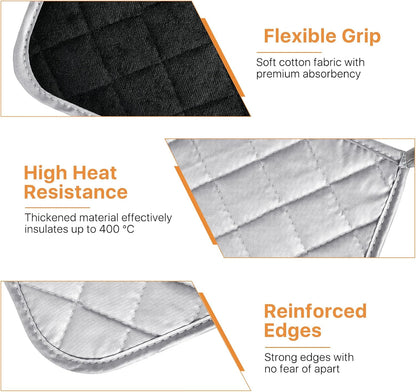 24 Pcs Pot Holders Bulk for Kitchen Heat Resistant, 7X 7Inch Cotton Potholders with Hanging Loops Square Hot Pads Oven Pot Holder Trivet for Cooking Baking (Grey & Black)
