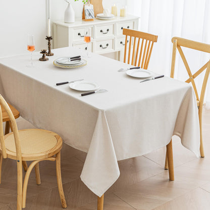 Amazon Basics Rectangle Tablecloths Water-Repellent, Faux Linen Textured Table Cloth Wrinkle Resistant Washable, Decorative Fabric Table Cover for Dining, 60" x 84", Beige, Pack of 2