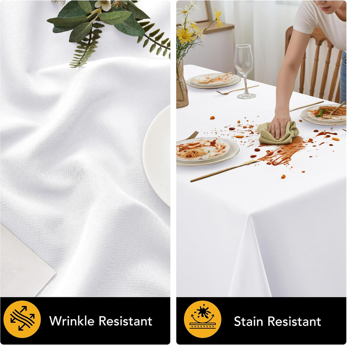 10-Pack White Tablecloths for Rectangle Tables, 60 x 102 Inches