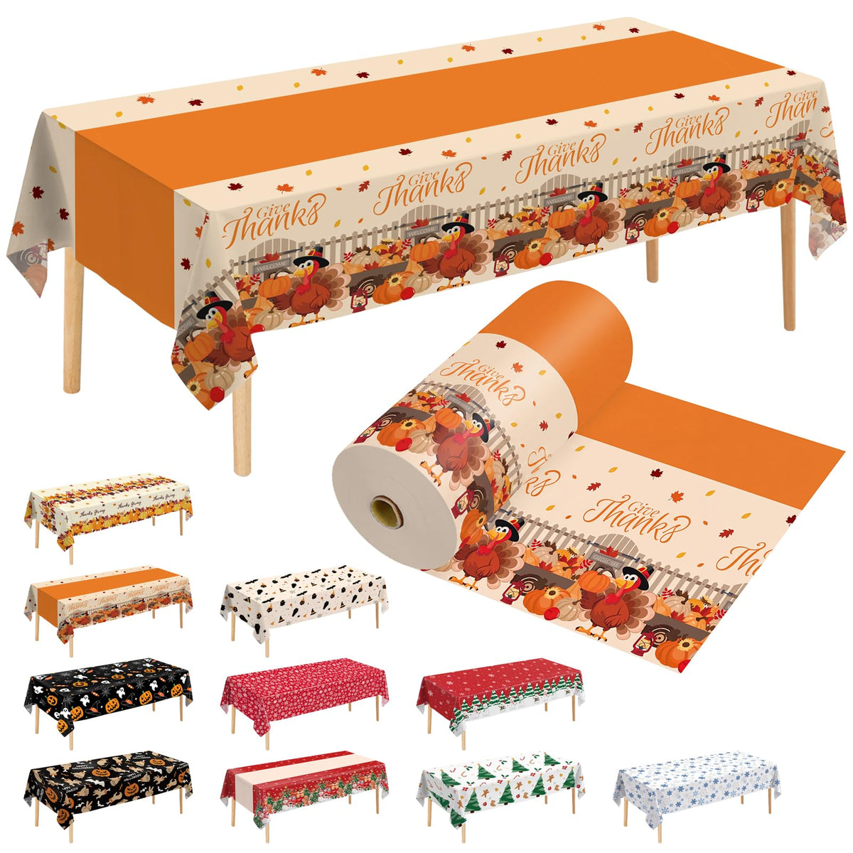 54 Inch X 300 Feet Plastic Table Cover Roll Premium Disposable Plastic Tablecloth for All Type/Shape Tables | Picnic, Party, Banquet, Birthdays, Weddings (Blue, 54 Inch X 300 Feet)