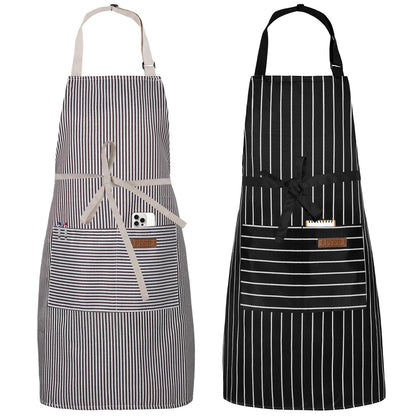 Serrenf 2 Pack Apron, Cooking Kitchen Aprons, Adjustable Bib Apron with 2 Pockets for Men Women Chef Apron