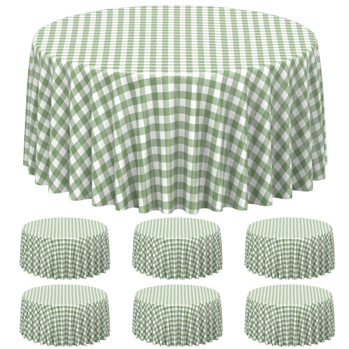 3 Pcs Sage Green Gingham Tablecloths, Checkered Table Covers 54 x 108 Inch