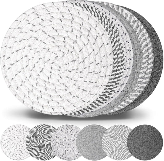 Billbotk 10" Trivets for Hot Dishes, Hot pots and Pans, Set of 6, Heat Resistant Pot Holders for Kitchen, Hot Pads for Countertops