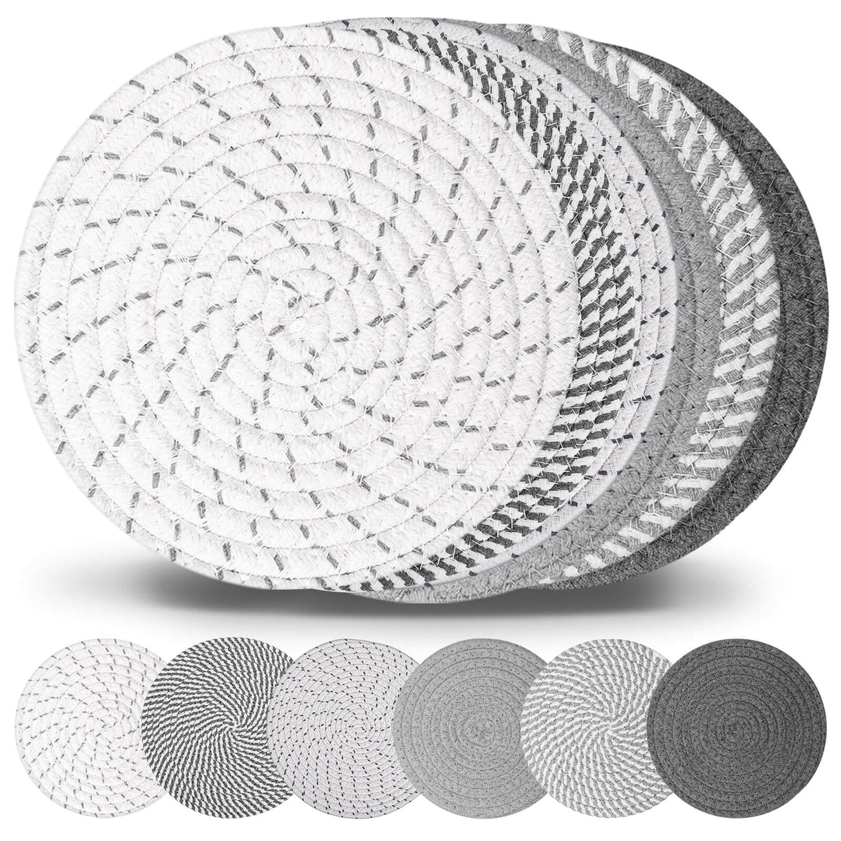 Billbotk 10" Trivets for Hot Dishes, Hot pots and Pans, Set of 6, Heat Resistant Pot Holders for Kitchen, Hot Pads for Countertops