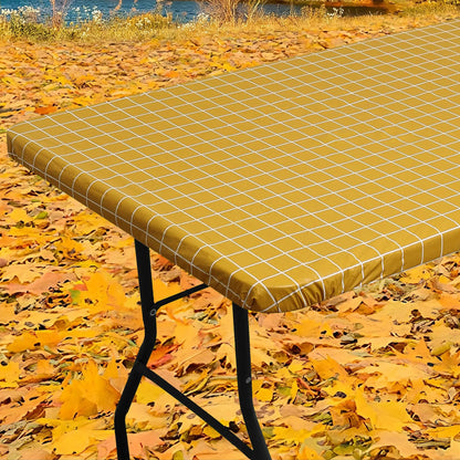 Smiry 6 Foot Picnic Table Cloth, Flannel Backed Fitted Vinyl tablecloths
