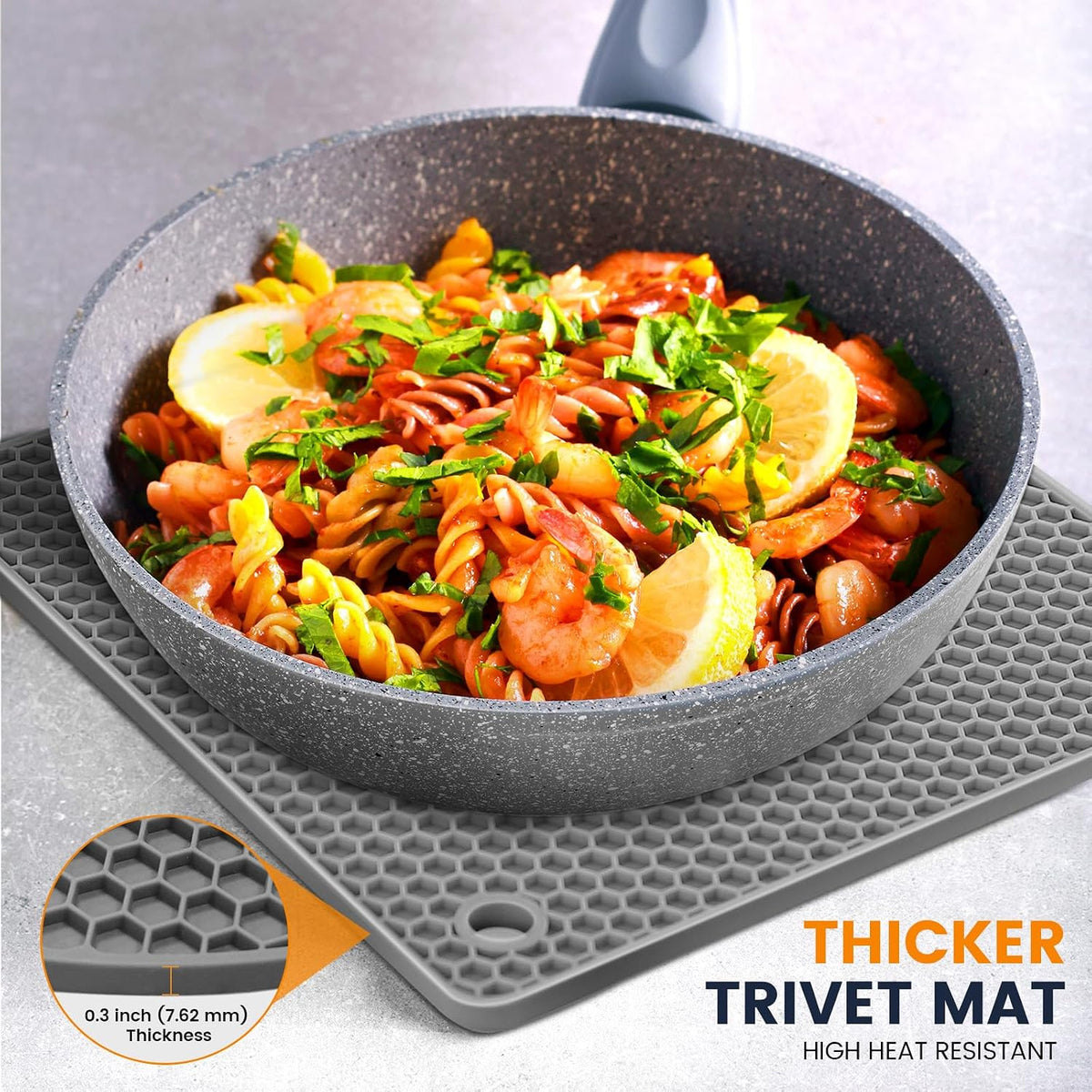 Silicone Trivet Mats 4 Heat Resistant Pot Holders Multipurpose Non-Slip Hot Pads for Kitchen Potholders, Drying mat, Jar Opener, Spoon Holder, Coaster(Dark Grey)