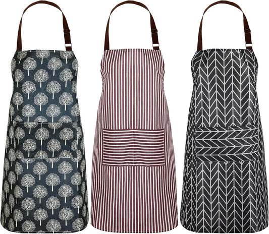 SATINIOR 3 Pcs Waterproof Kitchen Apron with 2 Pockets