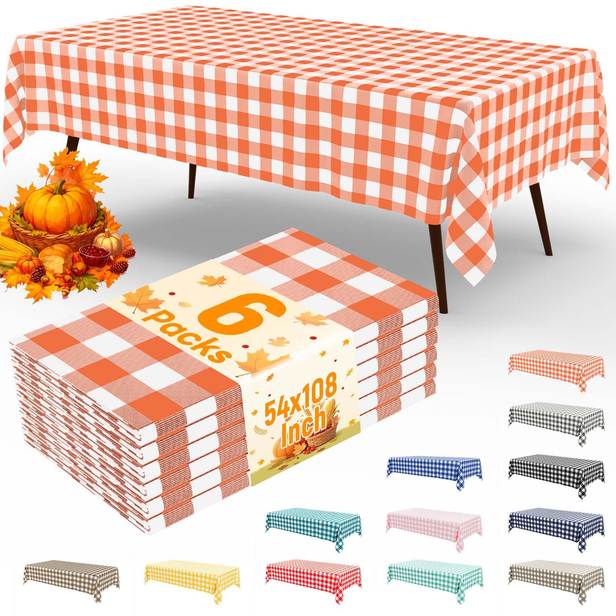 misaya 4 Packs Buffalo Disposable Table Cloth, 54 x 108 Inch Waterproof Plastic Tablecloth, Rectangle Red and White Checkered Table Covers for Picnic, Birthday, Party, Back to School