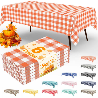 misaya 4 Packs Buffalo Disposable Table Cloth, 54 x 108 Inch Waterproof Plastic Tablecloth, Rectangle Red and White Checkered Table Covers for Picnic, Birthday, Party, Back to School