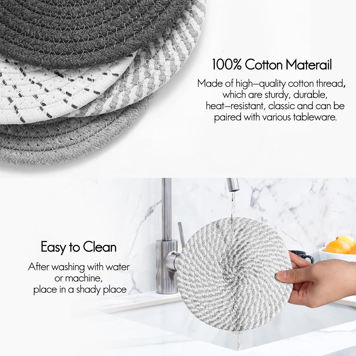 7" Trivets for Hot Dishes, Hot pots and Pans, 4 Pcs Pot Holders for Kitchen，Heat Resistant Hot Holders are Used to Protect Your Furniture and Tables, Professional Home Essentials